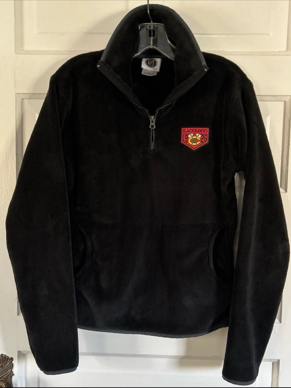 NHL Chicago Blackhawks Quarter-Zip Fleece Pullover w/Pockets Black Small